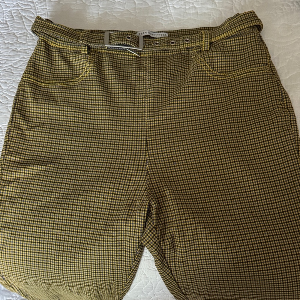 Urban Outfitters Yellow Checkered Chinos